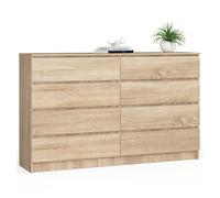 Cómoda akord k160 roble sonoma 160 cm 8 cajones frente en color roble sonoma 160x40x99 cm