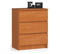 Cómoda akord k60 aliso 60 cm 3 cajones frente en color aliso 60x40x77 cm