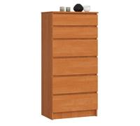 Cómoda akord k60 aliso 60 cm 6 cajones frente en color aliso 60x40x130 cm