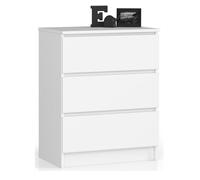 Cómoda akord k60 blanco 60 cm 3 cajones frente en color blanco 60x40x77 cm