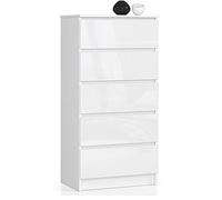 Cómoda AKORD K60 Blanco 60 cm 5 cajones frente en color Blanco Brillo 60x40x121 cm