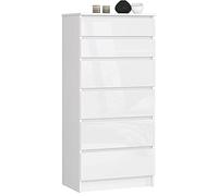 Cómoda AKORD K60 Blanco 60 cm 6 cajones frente en color Blanco Brillo 60x40x130 cm