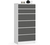 Cómoda AKORD K60 Blanco 60 cm 6 cajones frente en color Grafito Gris 60x40x130 cm
