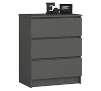 Cómoda akord k60 grafito gris 60 cm 3 cajones frente en color gris grafito 60x40x77 cm