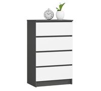 Cómoda akord k60 grafito gris 60 cm 4 cajones frente en color blanco 60x40x99 cm