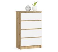 Cómoda akord k60 roble artisan 60 cm 3 cajones frente en color blanco 60x40x77 cm