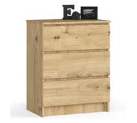 Cómoda akord k60 roble artisan 60 cm 3 cajones frente en color roble artisan 60x40x77 cm