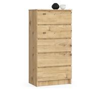 Cómoda akord k60 roble artisan 60 cm 5 cajones frente en color roble artisan 60x40x121 cm