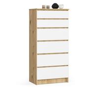 Cómoda akord k60 roble artisan 60 cm 6 cajones frente en color blanco 60x40x130 cm