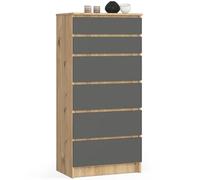 Cómoda AKORD K60 Roble Artisan 60 cm 6 cajones frente en color Grafito Gris 60x40x130 cm