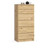 Cómoda akord k60 roble artisan 60 cm 6 cajones frente en color roble artisan 60x40x130 cm