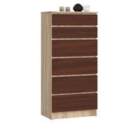 Cómoda akord k60 roble sonoma 60 cm 6 cajones frente en color wenge 60x40x130 cm