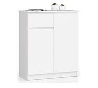 Cómoda akord k80 blanco 80 cm 2 puertas 1 cajón frente en color blanco 4 estantes 80x40x99 cm