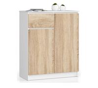Cómoda akord k80 blanco 80 cm 2 puertas 1 cajón frente en color roble sonoma 4 estantes 80x40x99 cm