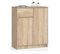 Cómoda akord k80 roble sonoma 80 cm 2 puertas 1 cajón frente en color roble sonoma 4 estantes 80x40x99 cm