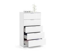 Cómoda de 5 cajones formato vertical en blanco mate 60x110 cm akari blanco artik (blanco mate) 60 x 110 x 40 cm
