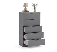 Cómoda alta de 5 cajones en gris grafito 60x110 cm akari