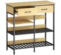 Cómoda - Aparador - Armario - Buffet - Mueble de almacenamiento - Madera natural - 2 cajones y 3 compartimentos abiertos