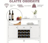 Cómoda - Armario aparador - Mueble de almacenamiento - Mueble de cocina - Cajonera - Blanco - Madera - 116 x 40 x 82 cm - Con puertas y cajones