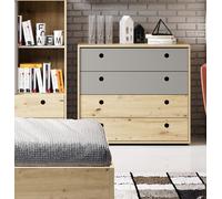 Comoda Armario De Almacenaje Cuarto Juvenil 90Cm Ámbar Roble Gris Plomo 68887261