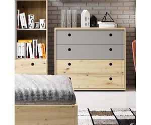 Comoda Armario De Almacenaje Cuarto Juvenil 90Cm Ámbar Roble Gris Plomo 68887261