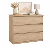 Cómoda , cajonera dormitorio sil oak con 3 cajones, color jackson hickory, 77 x 50 x 71 cm