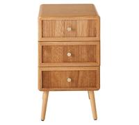 Calicosy - Mesita (3 cajones, con fachadas laminadas, altura 71 cm, AVA) | Chapa de madera, patas de pino macizo, H71 cm, estilo natural elegante