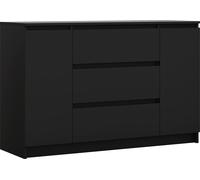 Cómoda de 140 cm con 2 puertas y 3 cajones, en color mate