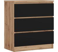 Cómoda de 3 cajones, color: roble Wotan / , 78 x 70 x 39 cm