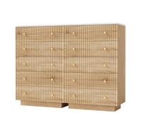 Cómoda de 5 Cajones con LED RGB, Cajonera de Madera Estilo Nórdico con Luz Regulable, Sinfonier Alto con Gran Almacenamiento para Dormitorio, Salón y Entrada, Mueble Auxiliar Moderno Color Madera Natu