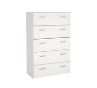 Cómoda, Cajonera Dormitorio Duero White con 5 Cajones Color Blanco 75 x 36 x 115 cm
