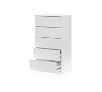 Cómoda de 5 cajones formato vertical en blanco mate 60x110 cm akari blanco artik (blanco mate) 60 x 110 x 40 cm