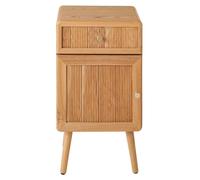 Cómoda de una puerta y un cajón con frentes de chapa de madera, altura 71 cm, modelo AVA