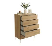 Miroytengo Cómoda Dormitorio 5 Cajones Sforza, Cajonera con Patas Roble Natural 75x100x40 cm Light wood