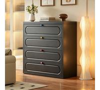 Comoda Dormitorio de 3/4/5 Cajones Cajoneras Interior Armarios con Panel Metalico Mango de Color Antivuelco Guías Metálicas Armario de Almacenamiento para Salón Recibidor Entrada Armario B1,40*40*98CM