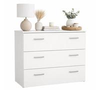 Cómoda Duero White con 3 Cajones, Cajonera Dormitorio,Color Blanco 75 x 36 x 70 cm