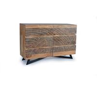 Cómoda en madera de acacia y patas en metal 86x125x40
