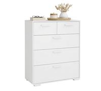 Cómoda Eria, Cajonera Moderna con 5 Cajones, Color Blanco, 71 x 40 x 102 cm