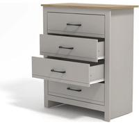 Cómoda Galano con 4 cajones, diseño moderno, tablero de madera color gris, dimensiones 79x95x39 cm
