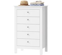 Cómoda HOMCOM con 5 cajones, para dormitorio, 60 x 39,5 x 95,3 cm, color blanco