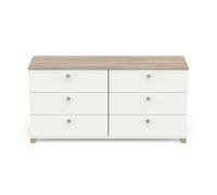 Miroytengo Cómoda Izzy Blanco Mate y Roble Kronberg 150x77cm Dormitorio Estilo Nórdico Blanco/ Madera -