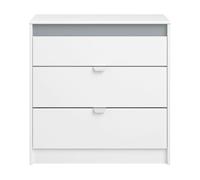 Cómoda juvenil germain 3 cajones 78 cm melamina blanco mate y gris, mueble de dormitorio juvenil
