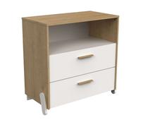 Cómoda juvenil infantil naili 2 cajones dormitorio roble hamilton y blanco mate 73x74 cm