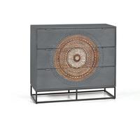 Cómoda madera de mango y patas metal gris y marron/multicolor 90x40x100 cm - giner y colomer