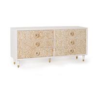Cómoda madera mango blanco y detalles en color dorado blanco.giner y colomer 80x40x170
