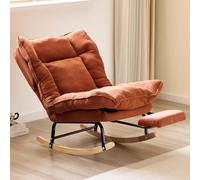 Cómoda mecedora con reposapiés y respaldo ajustable, silla de salón transpirable para dormitorio o jardín, diseño de gravedad cero con reposabrazos