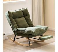 Cómoda mecedora con reposapiés y respaldo ajustable, silla de salón transpirable para dormitorio o jardín, diseño de gravedad cero con reposabrazos