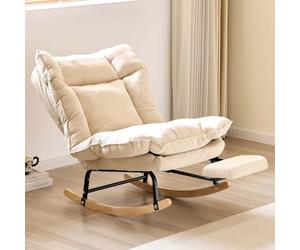 Cómoda mecedora con reposapiés y respaldo ajustable, silla de salón transpirable para dormitorio o jardín, diseño de gravedad cero con reposabrazos