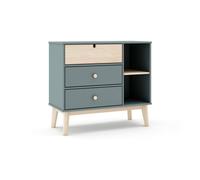 Cómoda misty cloud 3 cajones verde salvia - oak soft 90 x 81 x 40 cm