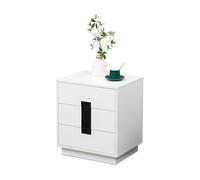 Cómoda Relaxdays, HxBxT: 56 x 50 x 40 cm, 3 cajones, Dormitorio, Pasillo, Ropa, Libros, mesita de Noche, Blanco/Negro